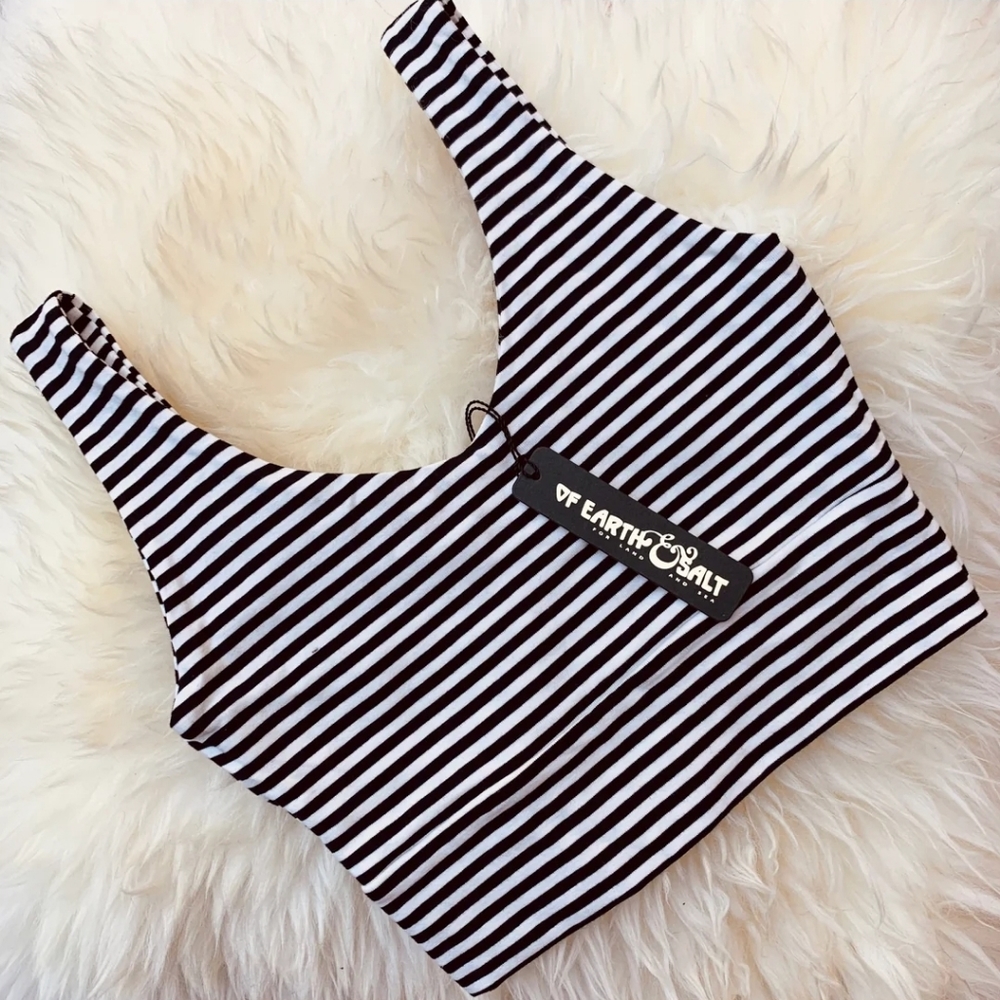 NWT Of Earth & Salt B/W Striped Crop Top